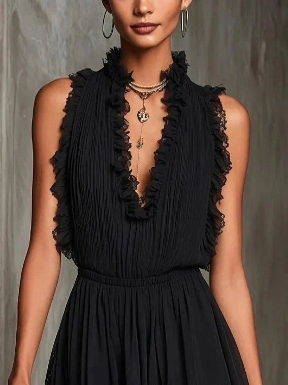Carla | Tuta in Chiffon con Pizzo