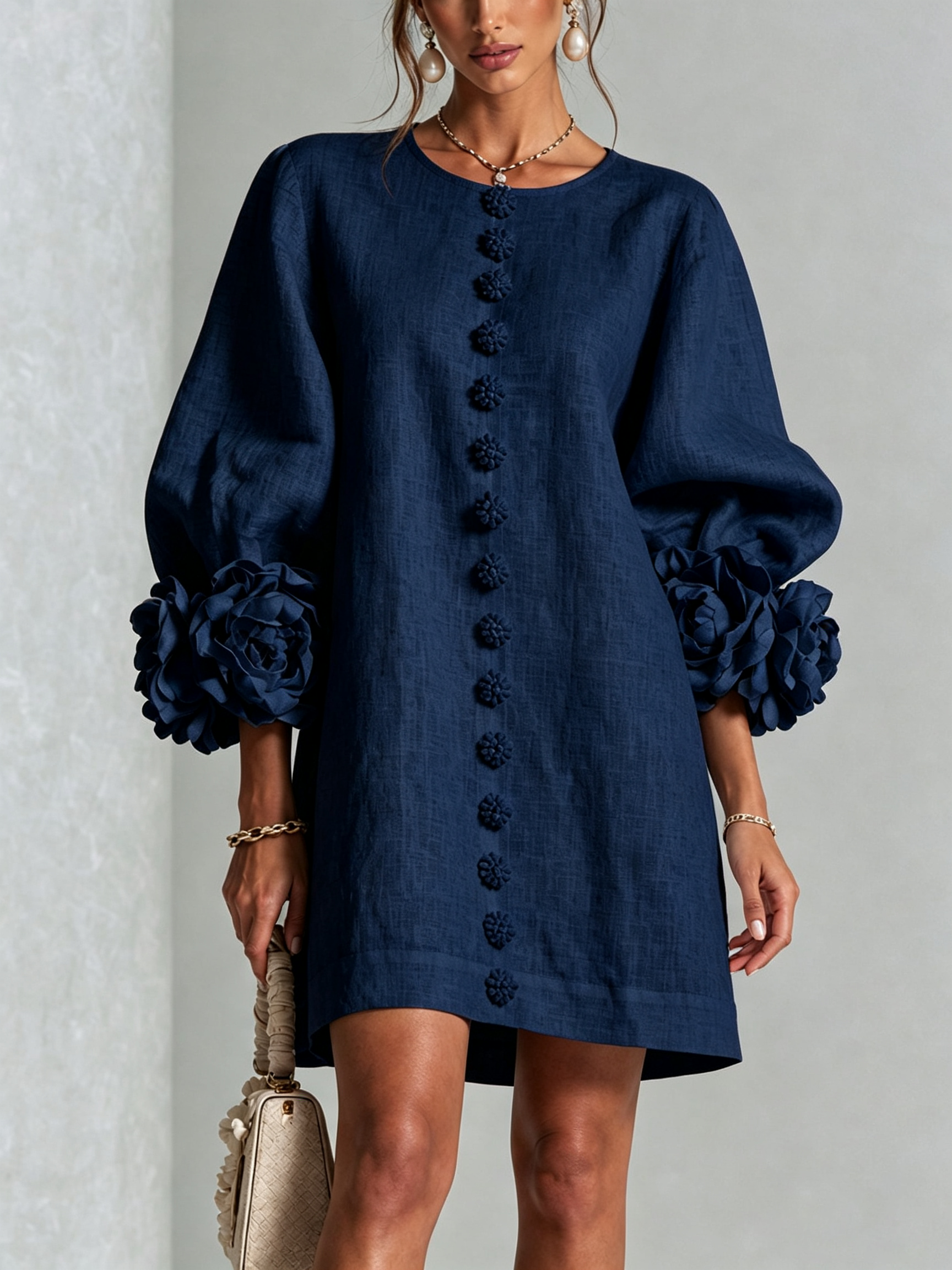 Patrizia | Minivestito a Fiori con Bottoni