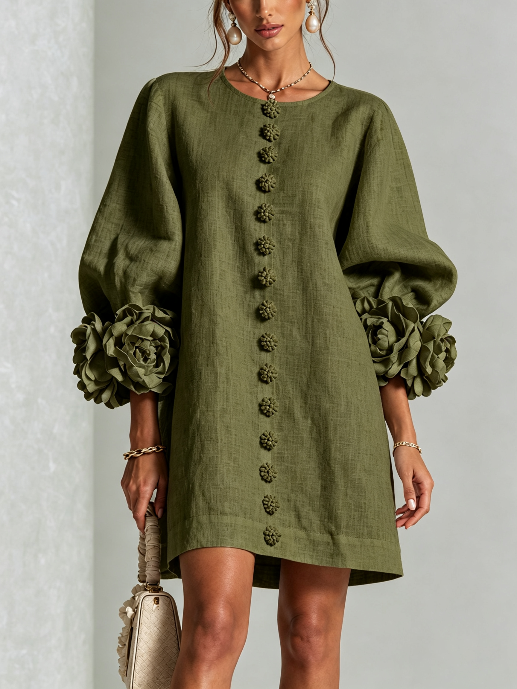 Patrizia | Minivestito a Fiori con Bottoni