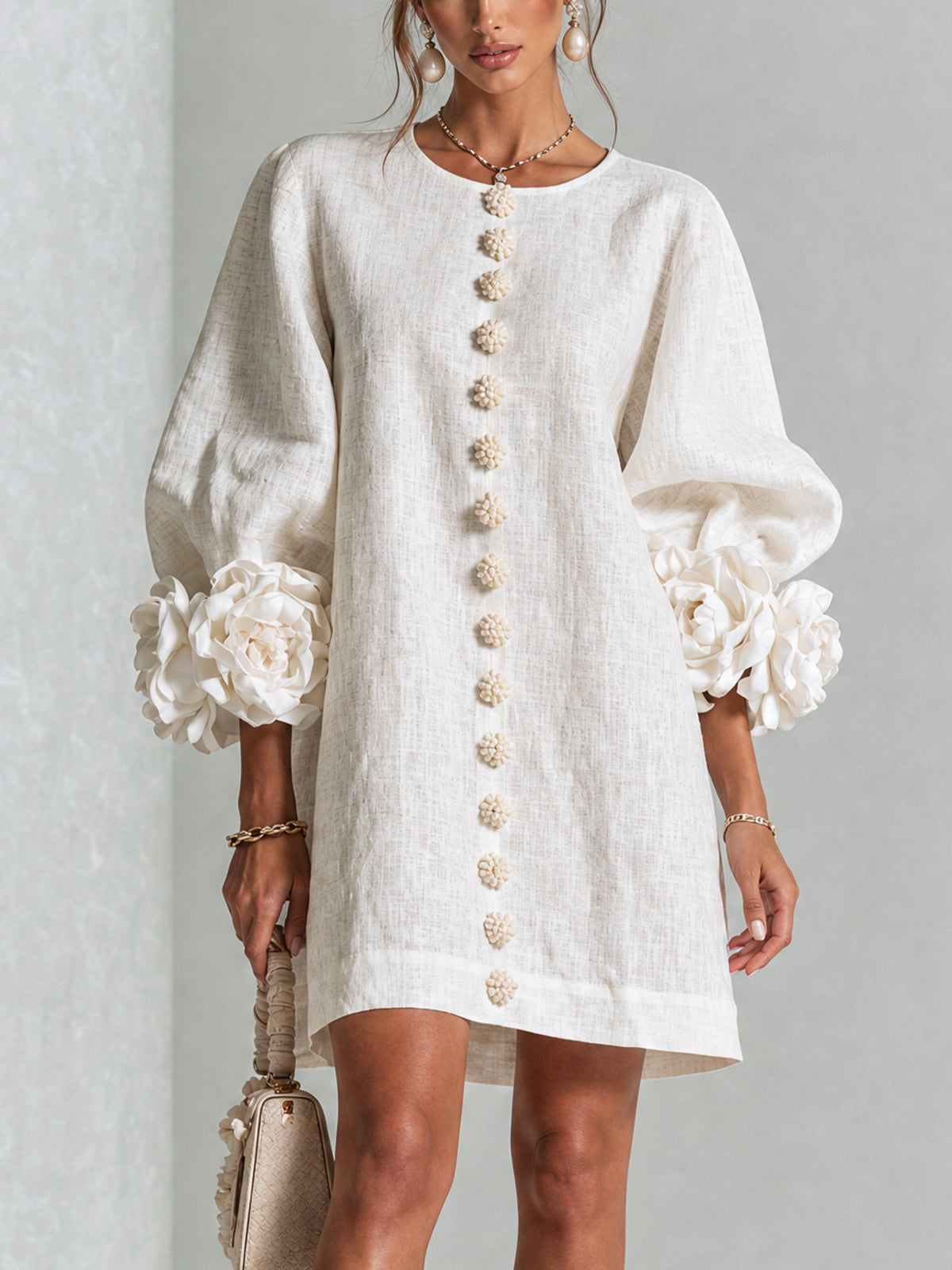 Patrizia | Minivestito a Fiori con Bottoni