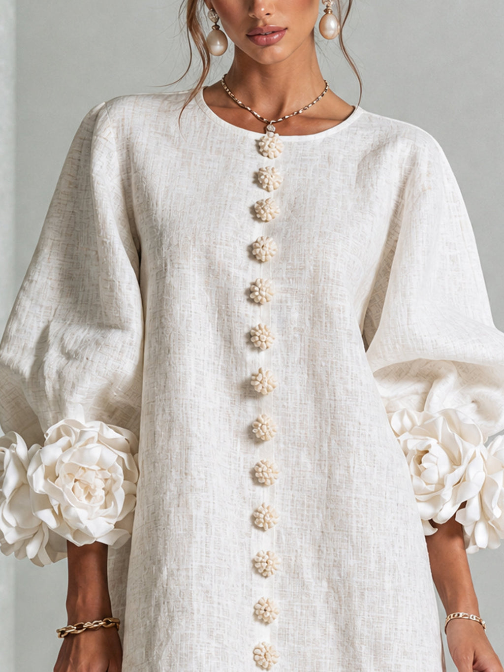 Patrizia | Minivestito a Fiori con Bottoni