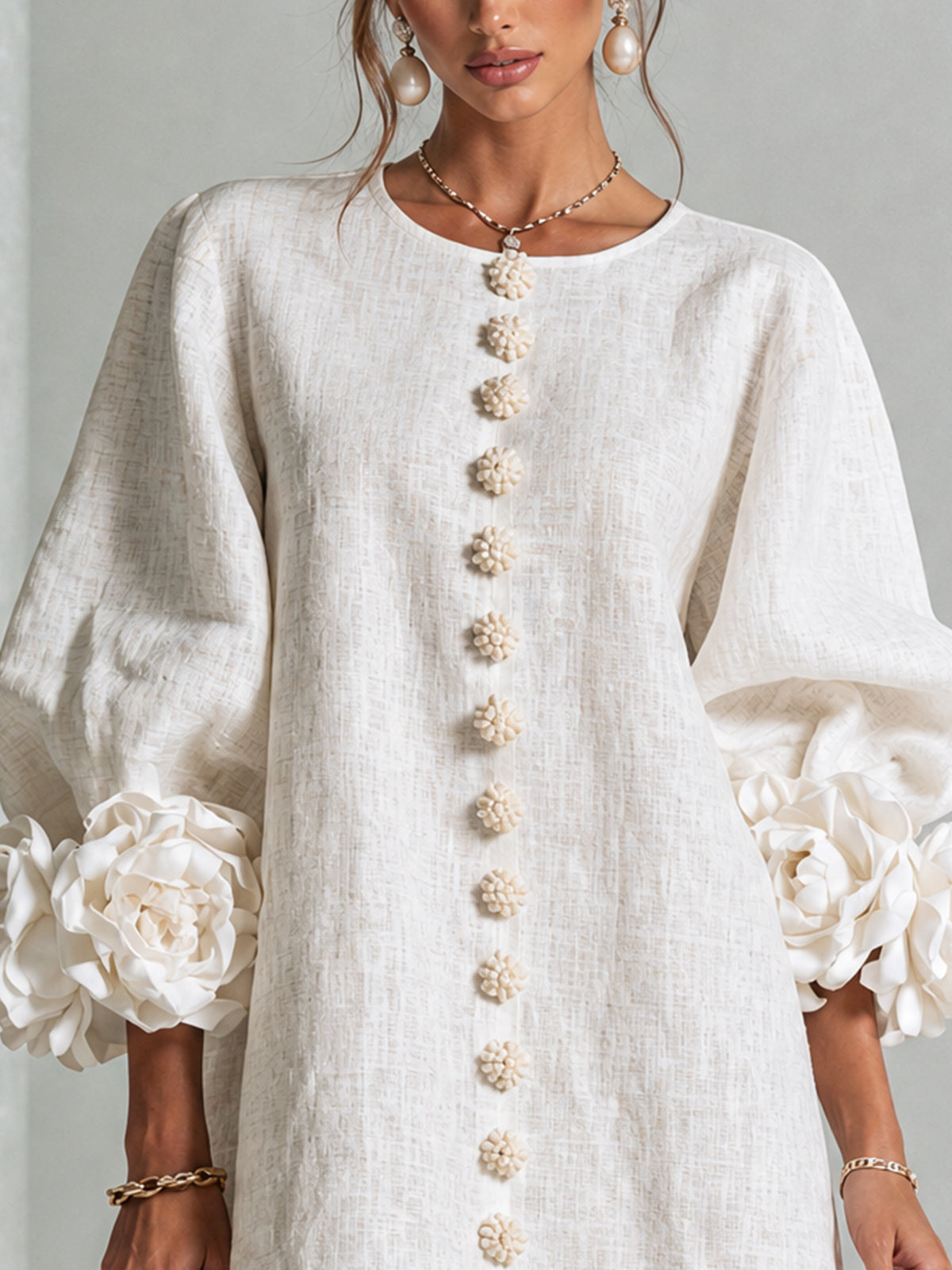 Patrizia | Minivestito a Fiori con Bottoni