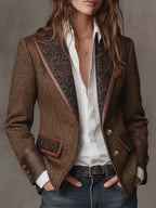 Gisèle | Blazer con Inserti a Zigzag Stampati