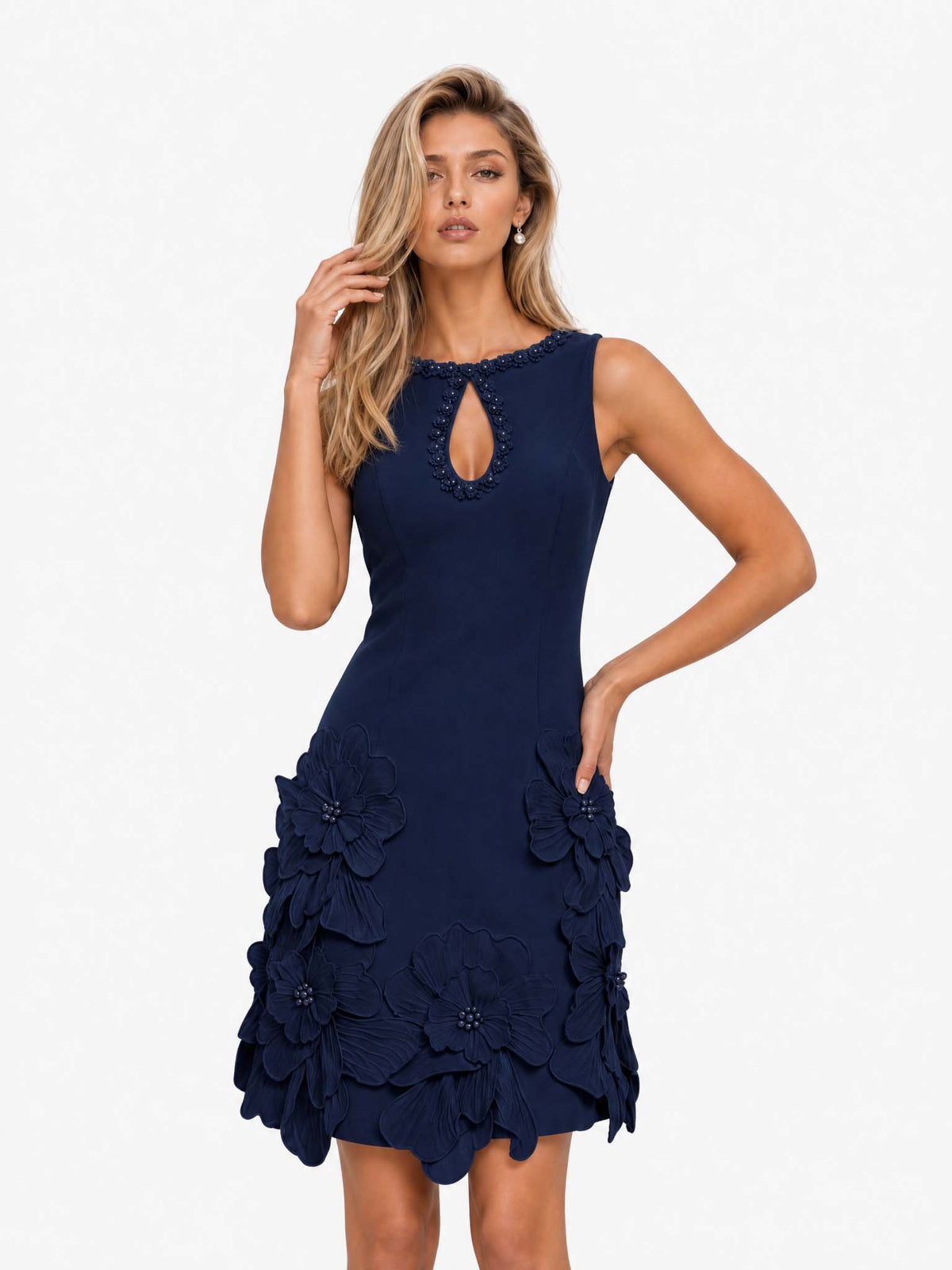Abito Mini Elegante Senza Maniche con Cut-Out