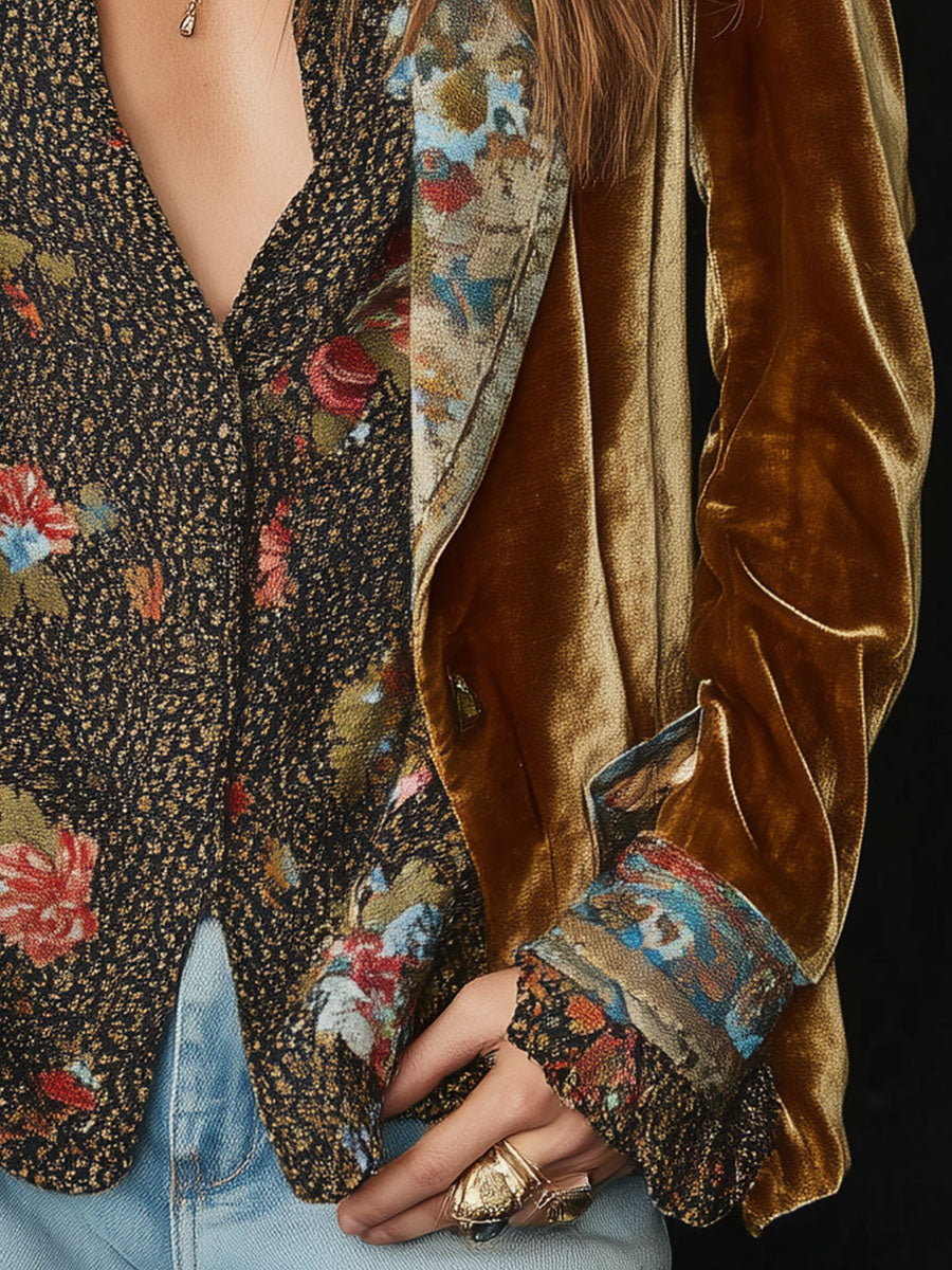 Marcelline | Blazer Patchwork Stampato Fiori Vintage