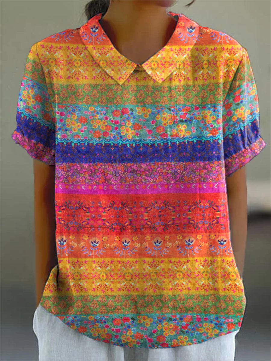 Maya | Camicia a Strisce Floreali