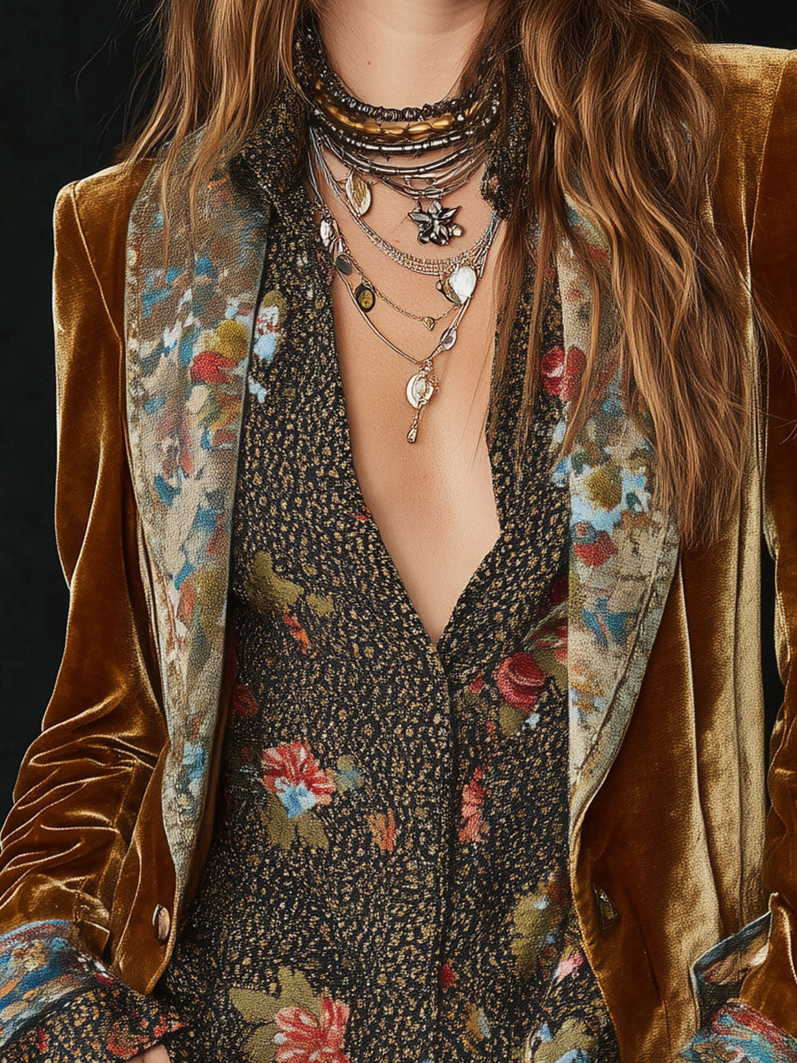 Marcelline | Blazer Patchwork Stampato Fiori Vintage