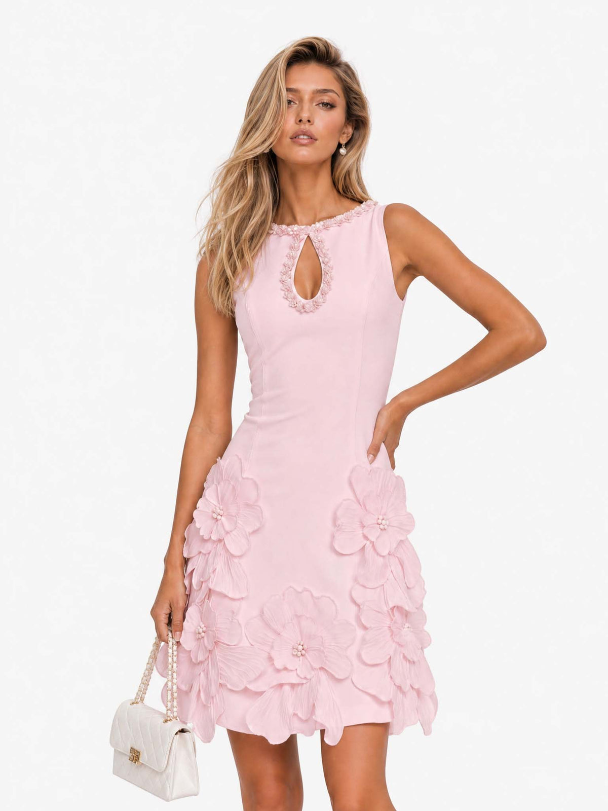 Abito Mini Elegante Senza Maniche con Cut-Out