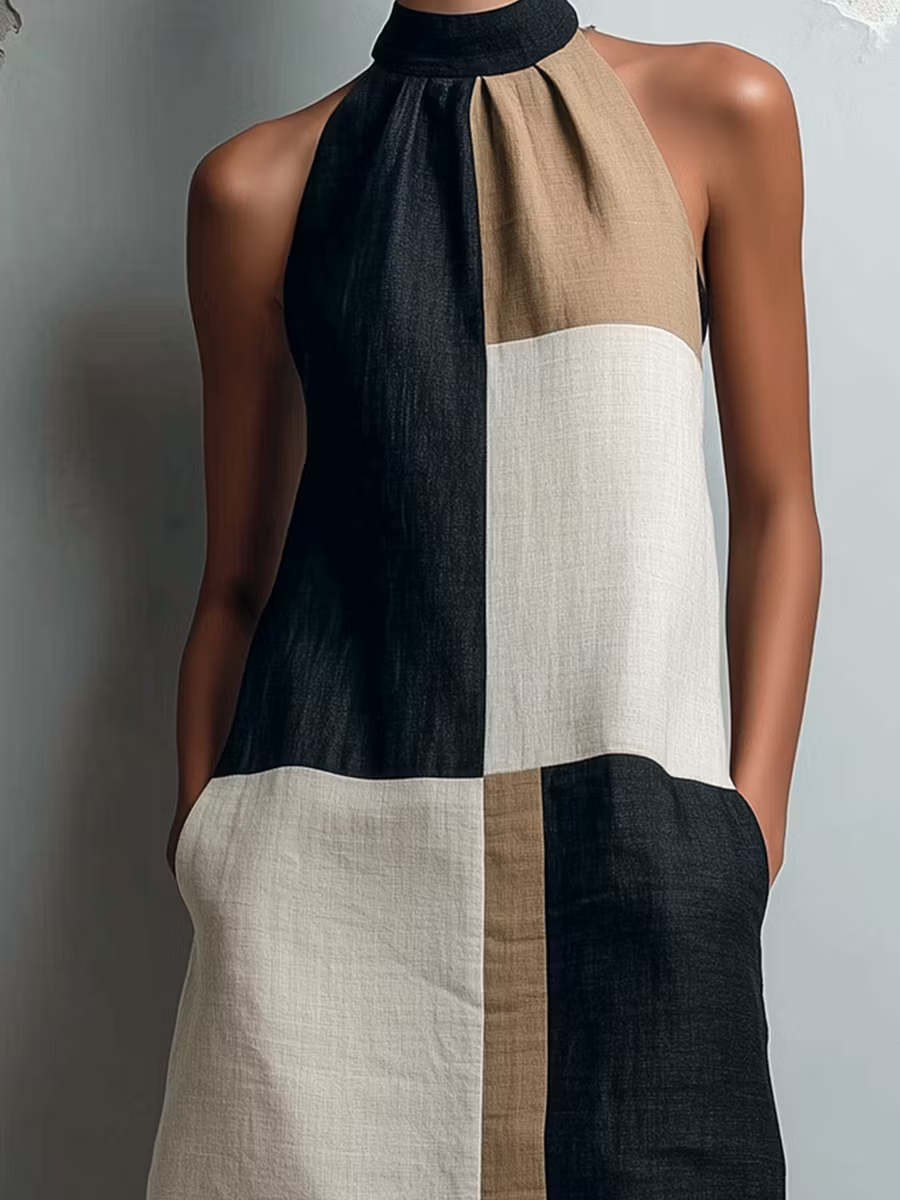 Eleonora | Abito Mini Halter Colorblock