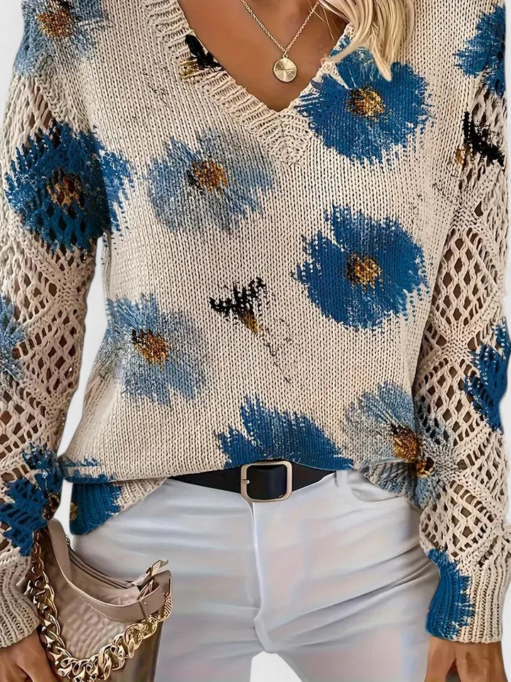 Bronwen | Maglione Floreale a Rete