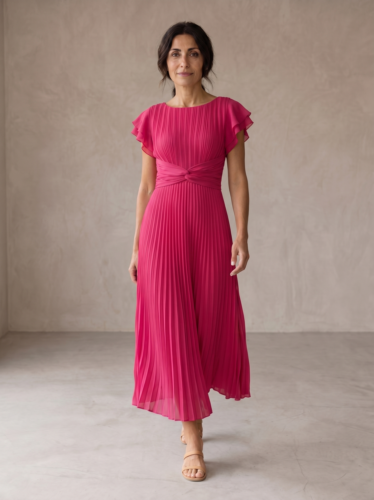Seraphina | Elegante Vestito Maxi Plissettato con Vita Annodata