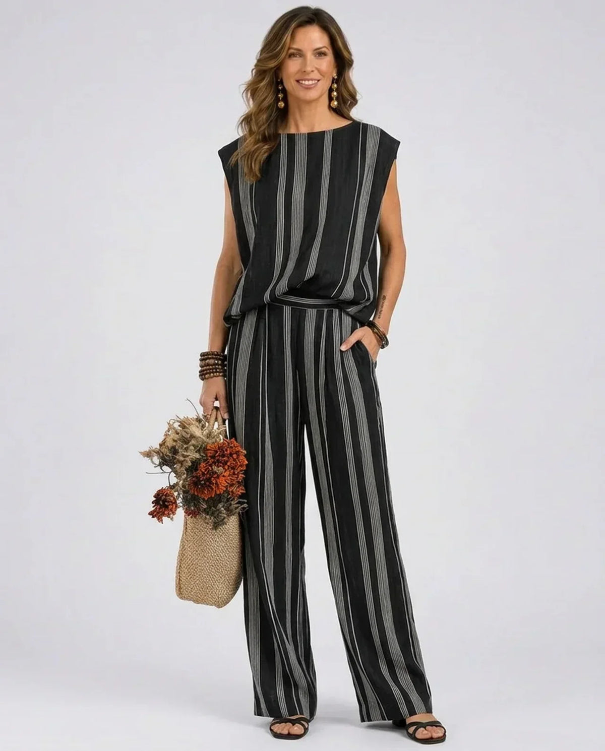 Alessia - Elegante set a righe di due pezzi
