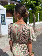 Higinia™ | Abito Midi Stampato in Toni Rame