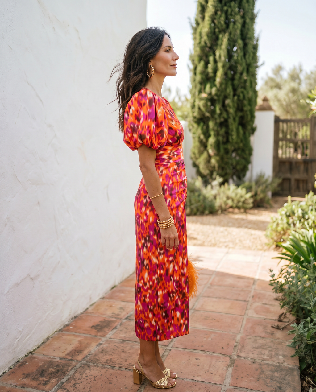 Carla™ | Vestito Midi Floreale con Maniche Puff