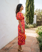 Carla™ | Vestito Midi Floreale con Maniche Puff