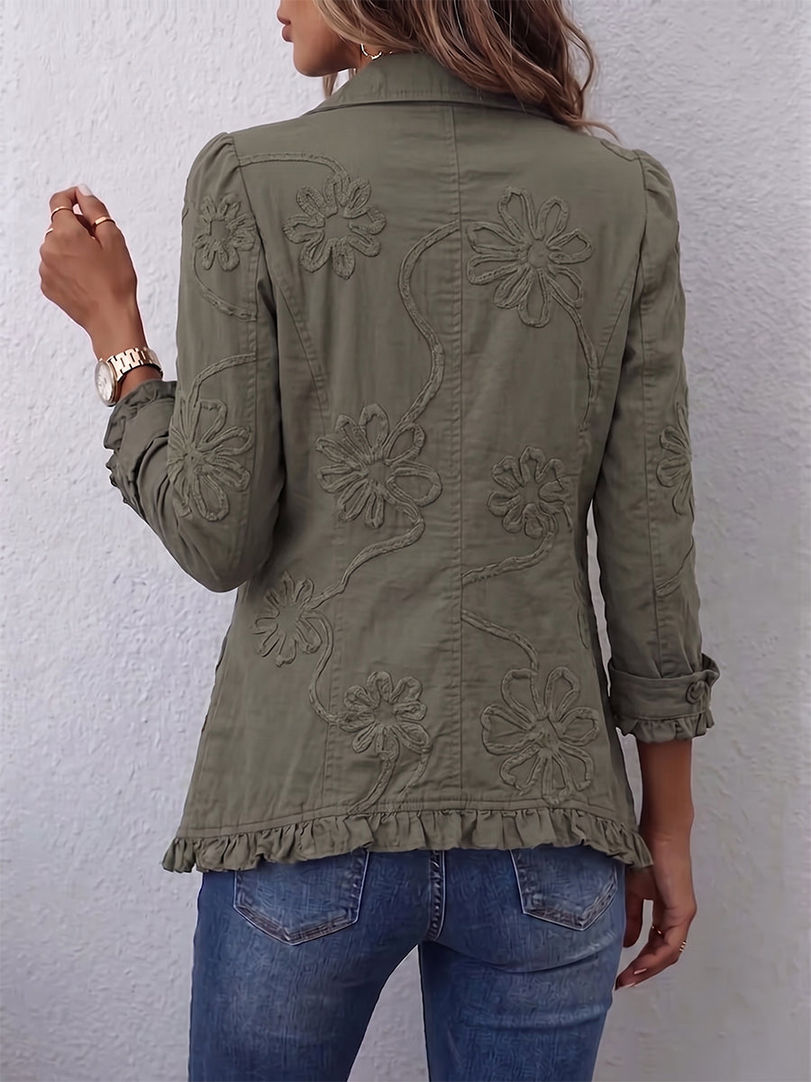 Faustine | Giacca Utilitaria Bohemien Ricamata con Fiori