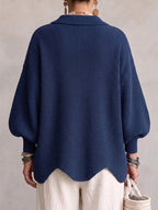Isadora | Cardigan Oversize con Collo e Grandi Bottoni Metallici
