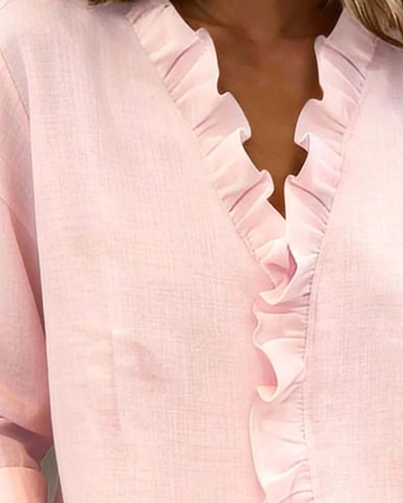 Rosalinda | Camicetta con Scollo a V e Rouches