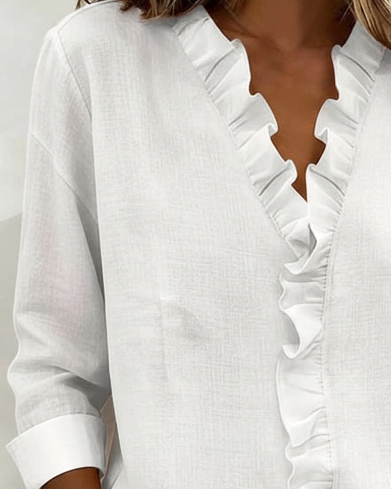 Rosalinda | Camicetta con Scollo a V e Rouches
