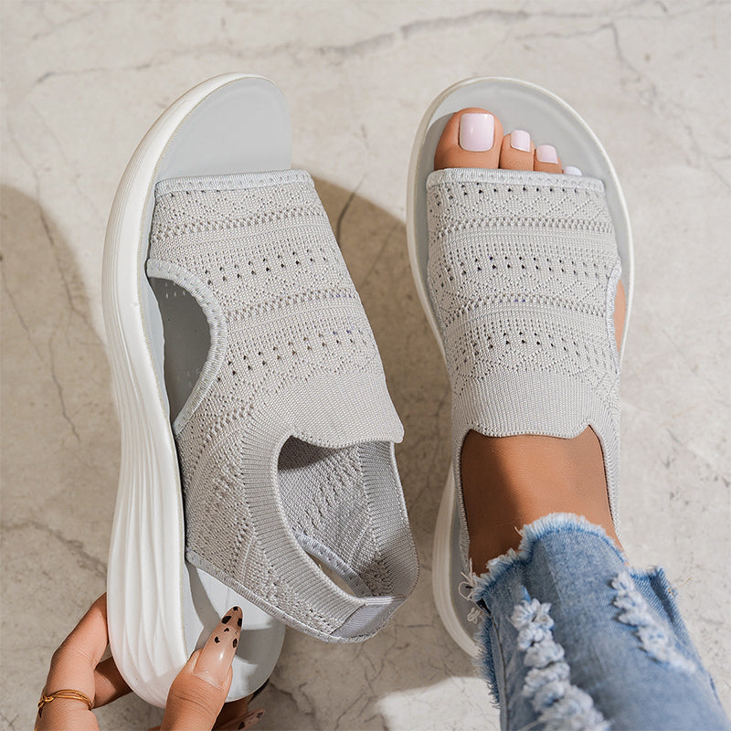 Ornella | Sandali con Plateau in Materiale Traspirante