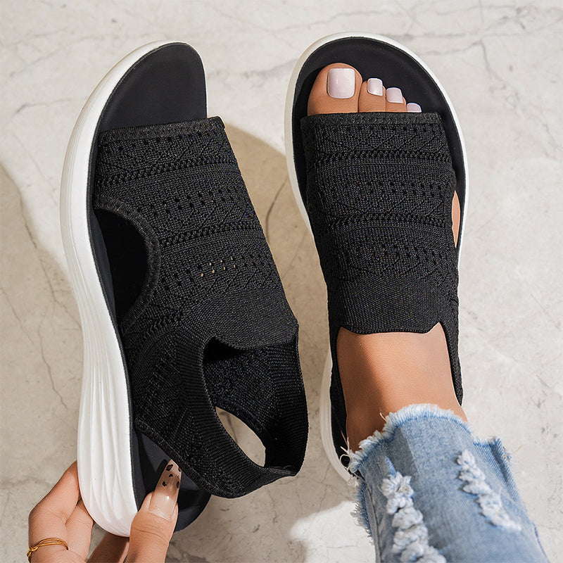Ornella | Sandali con Plateau in Materiale Traspirante
