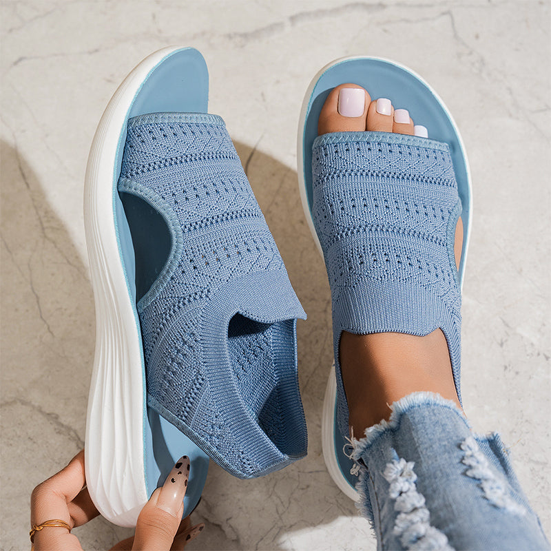 Ornella | Sandali con Plateau in Materiale Traspirante