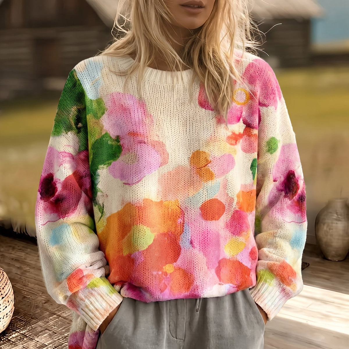 Beatrice | Maglione Acquerello Fiorito