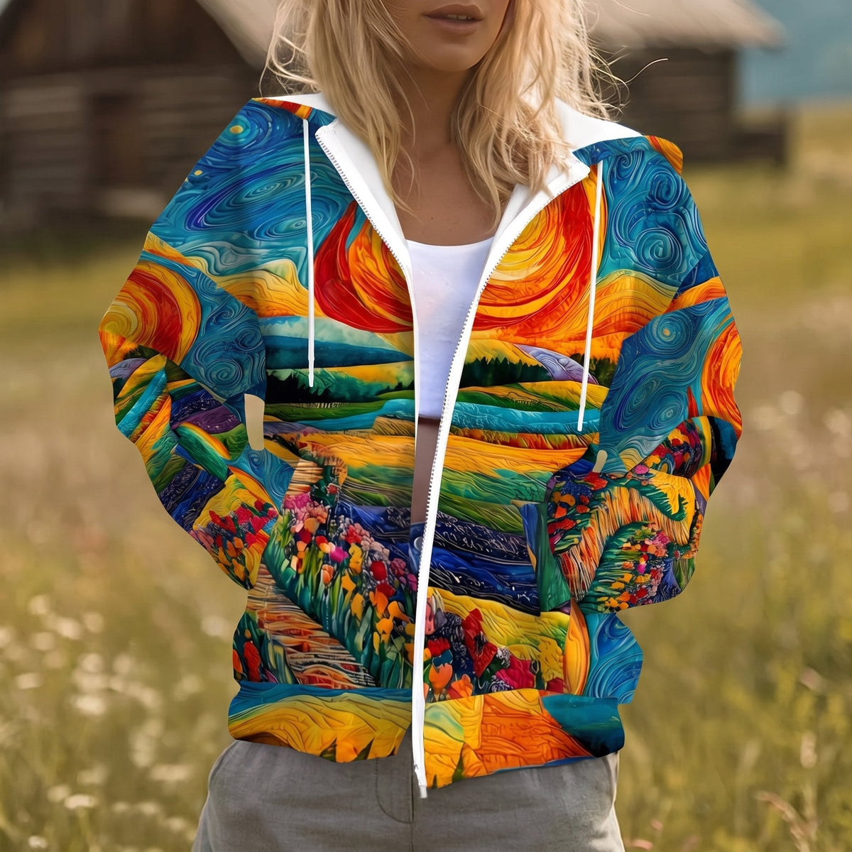 Phoebe | Felpa con Zip Artistica