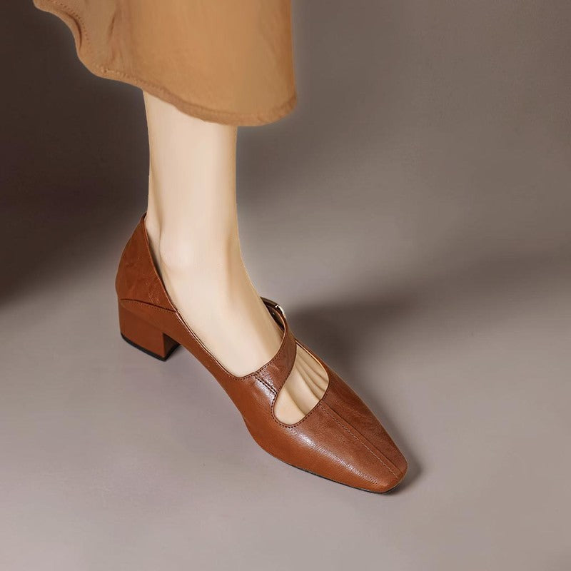 Sabella | Raffinate Pump Mary Jane con Punta Quadrata