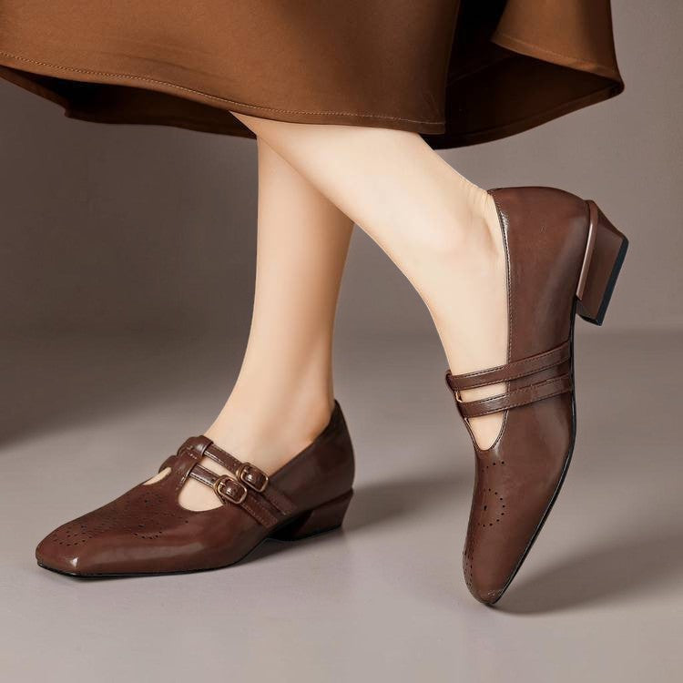 Estella | Décolleté Mary Jane con doppia cinturino e brogue