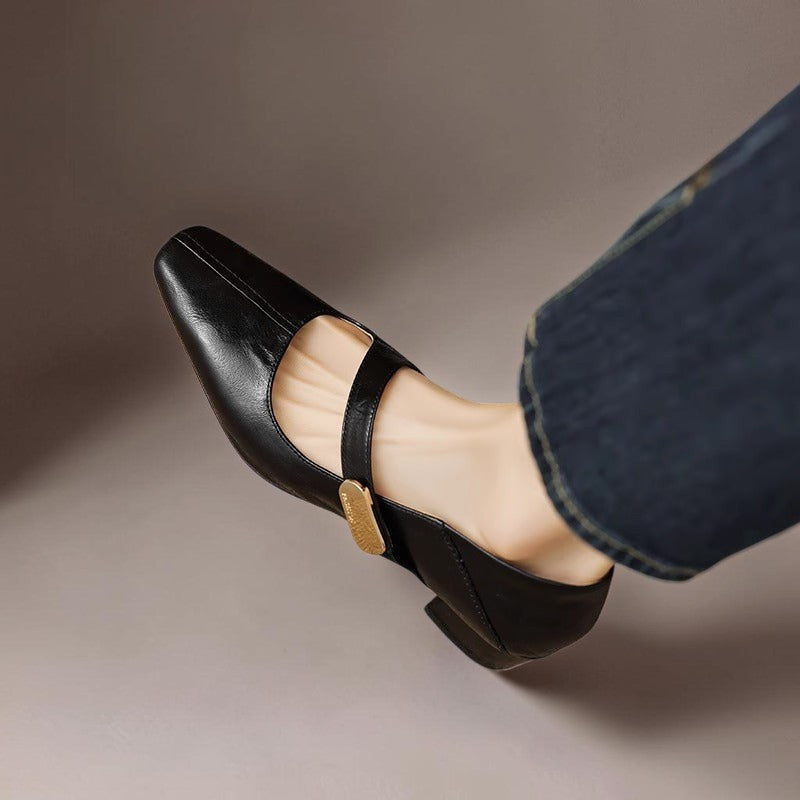 Sabella | Raffinate Pump Mary Jane con Punta Quadrata