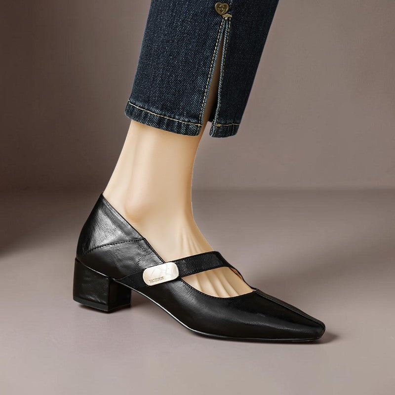 Sabella | Raffinate Pump Mary Jane con Punta Quadrata