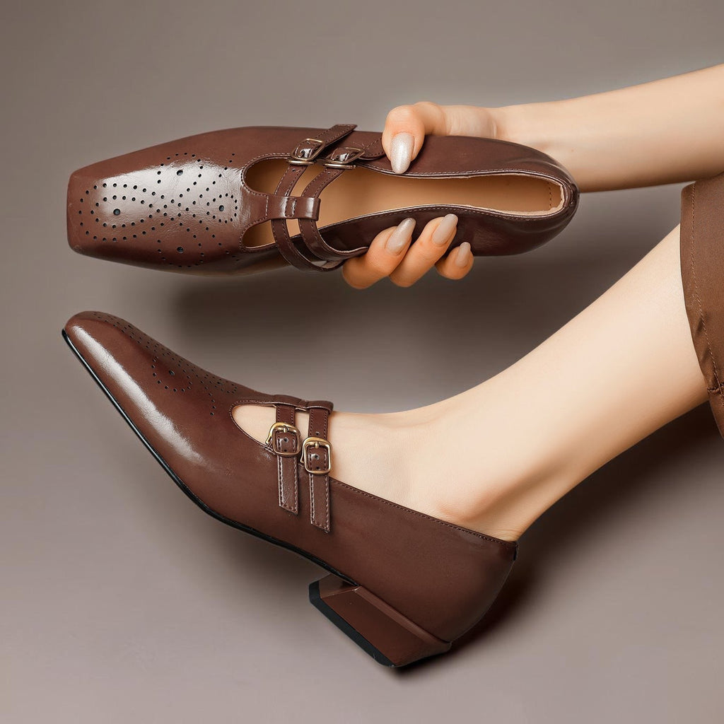 Estella | Décolleté Mary Jane con doppia cinturino e brogue