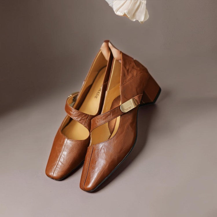 Sabella | Raffinate Pump Mary Jane con Punta Quadrata