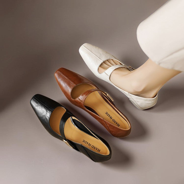 Sabella | Raffinate Pump Mary Jane con Punta Quadrata