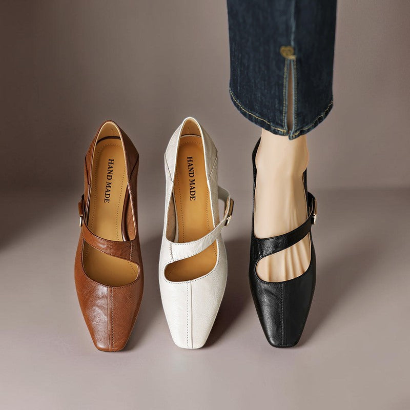 Sabella | Raffinate Pump Mary Jane con Punta Quadrata