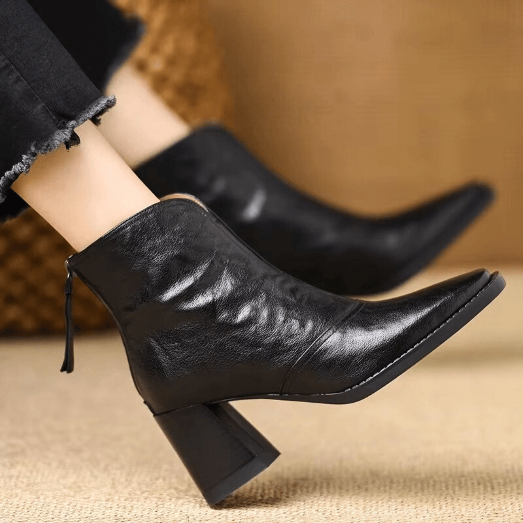 Oriane | Bottines en cuir à talon bloc