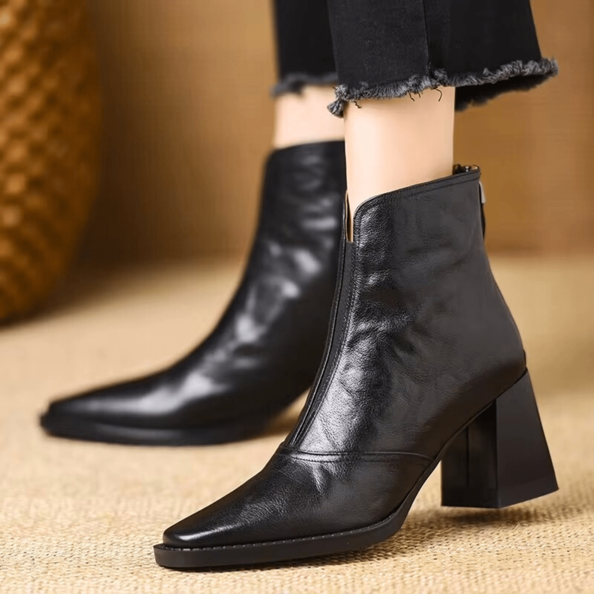 Oriane | Bottines en cuir à talon bloc