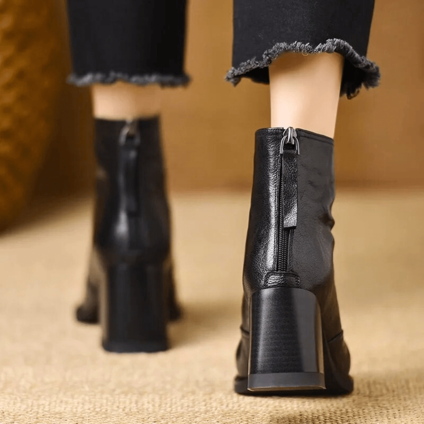 Oriane | Bottines en cuir à talon bloc