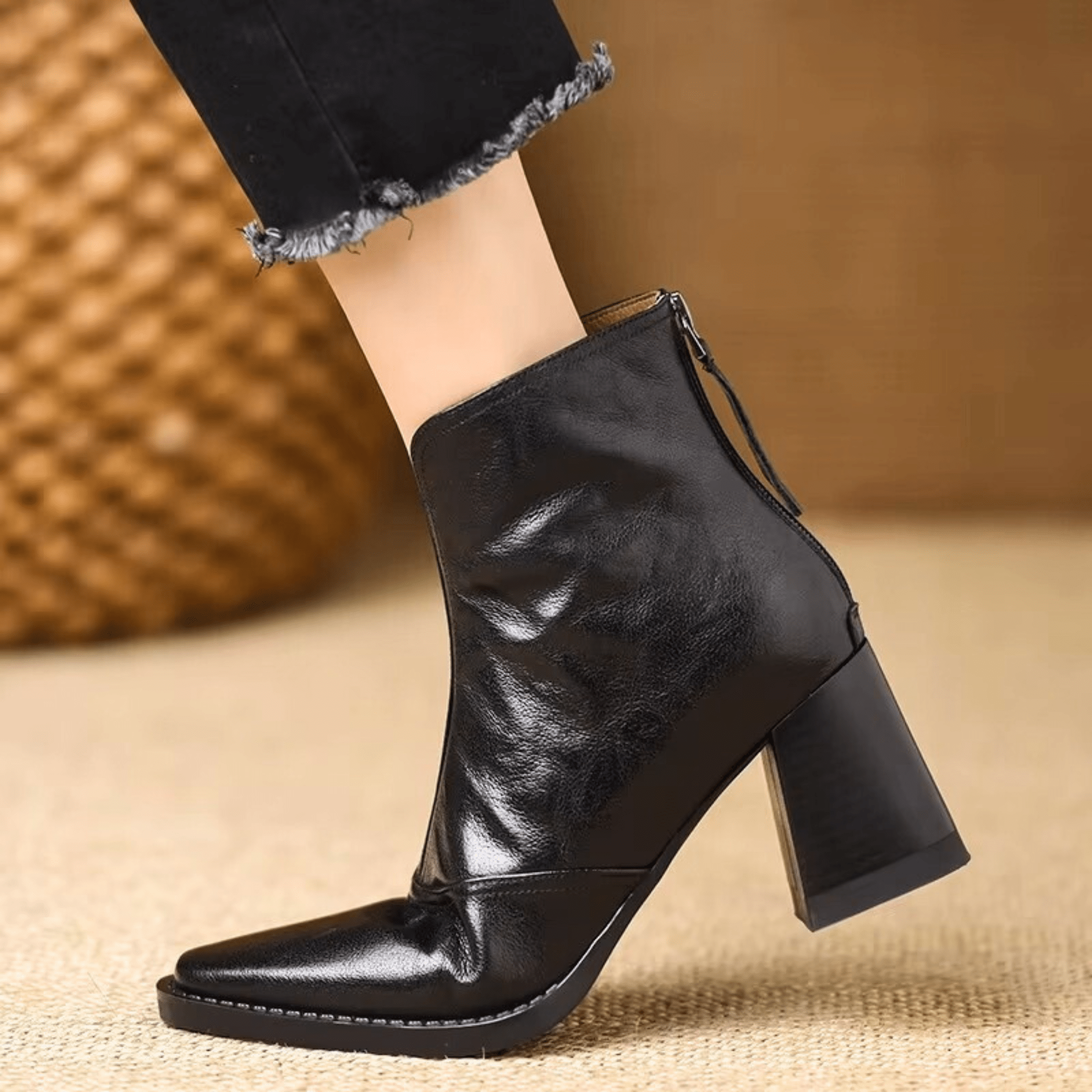 Oriane | Bottines en cuir à talon bloc