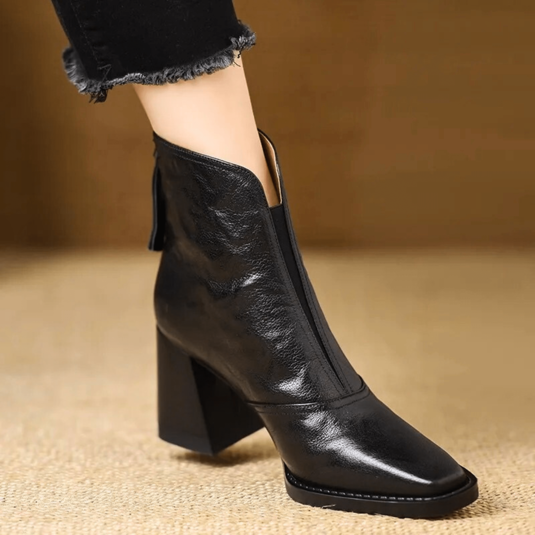 Oriane | Bottines en cuir à talon bloc