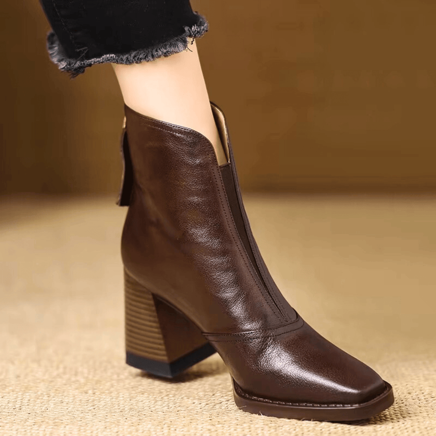 Oriane | Bottines en cuir à talon bloc