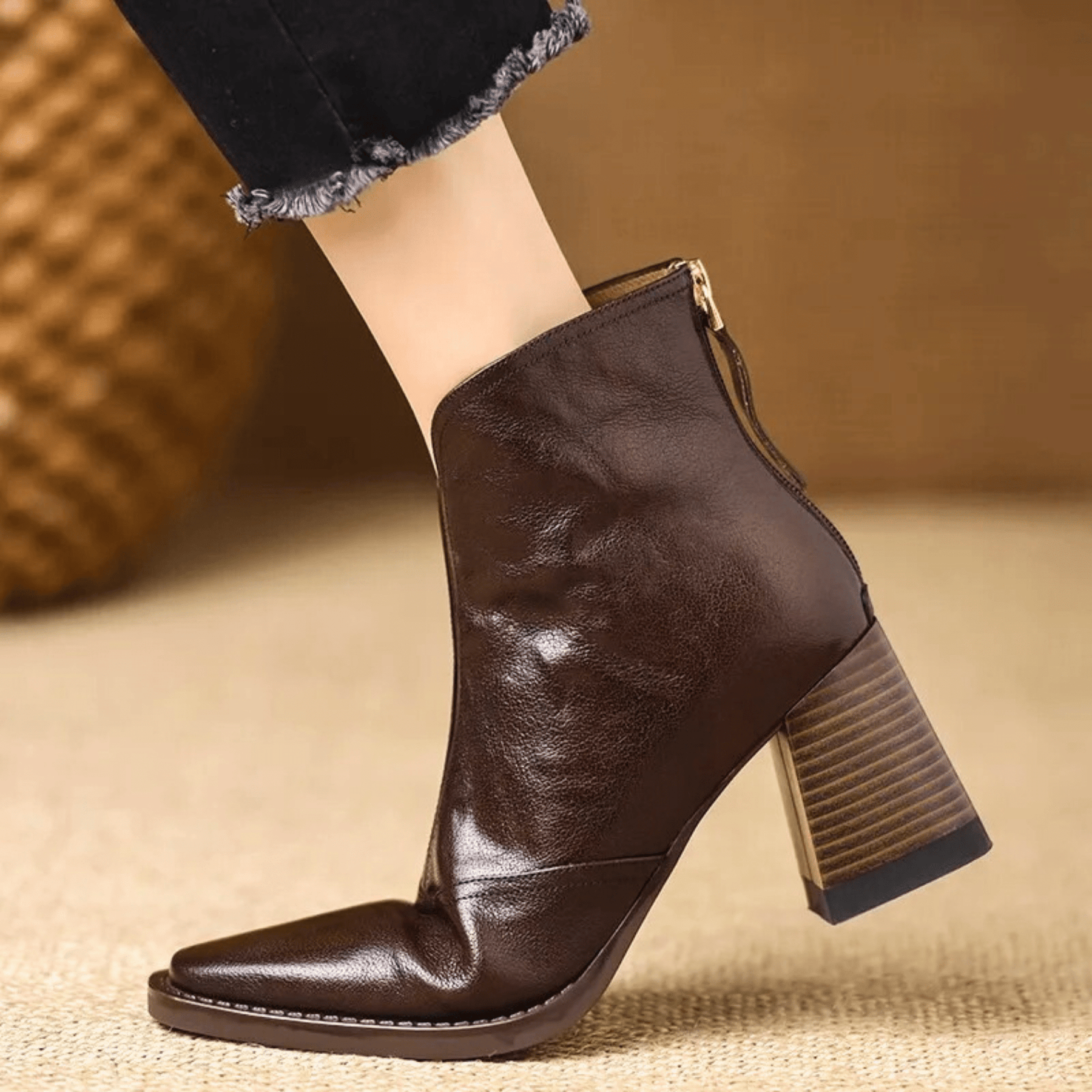 Oriane | Bottines en cuir à talon bloc