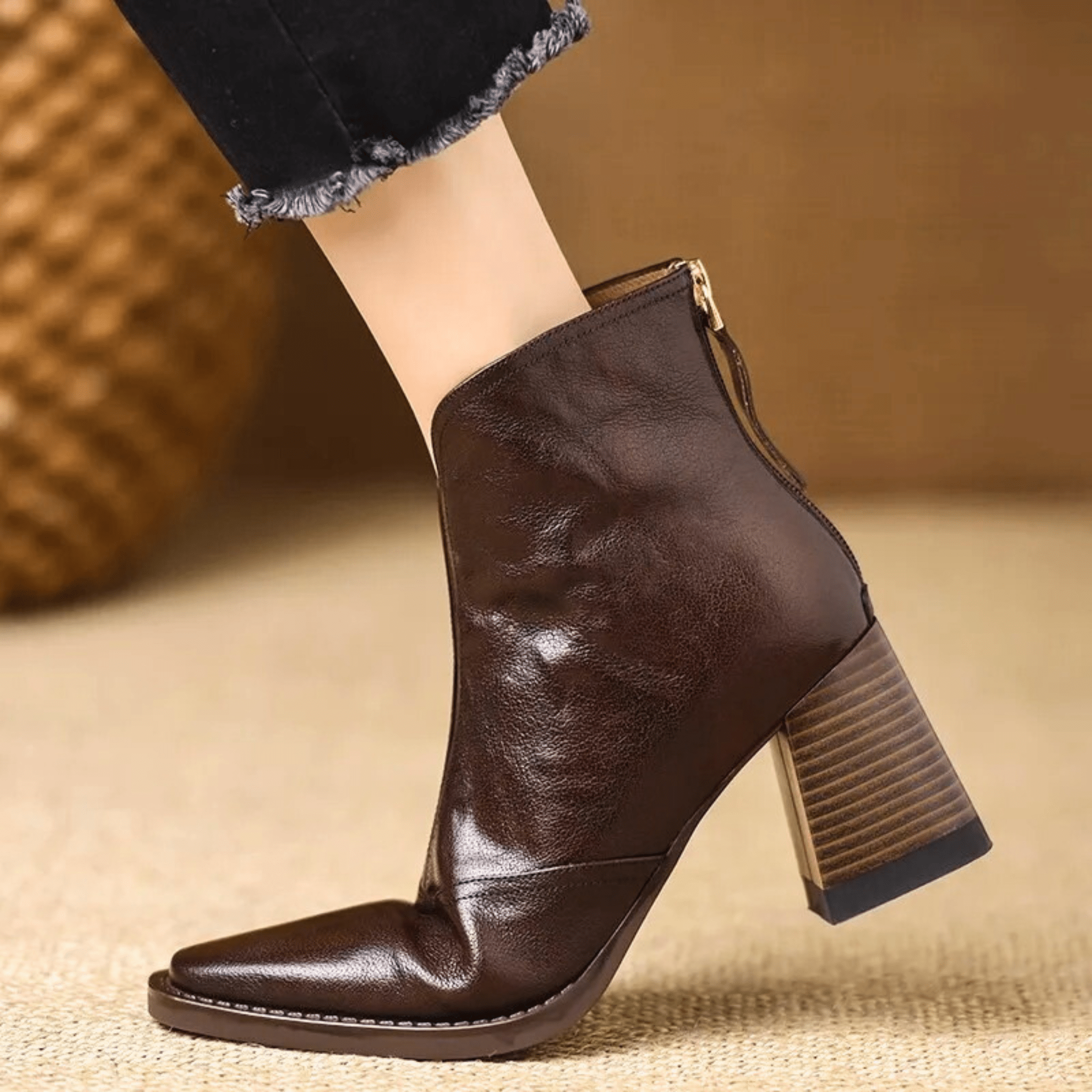 Oriane | Bottines en cuir à talon bloc